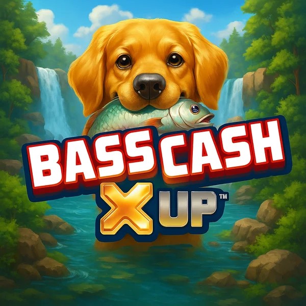 Bass Cash X UP slot logo by Alchemy Gaming at Bonuskong Casino